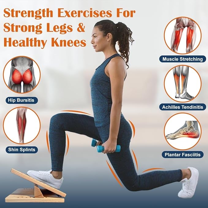 KIJO Studio Professional Wooden Calf Stretcher Slant Board 500 lbs Weight Capacity 16-Angle Adjustable Incline Calf Stretch Slant Board for Calf Stretching Exercise Squat & Physical Therapy Non-Slip-FlexoryFit