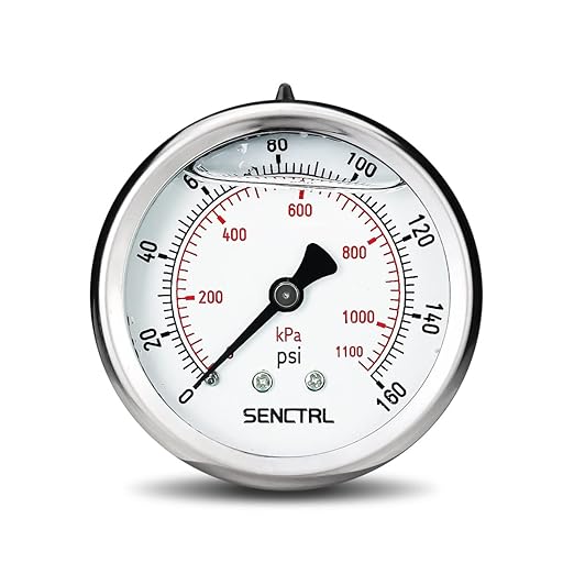 SENCTRL 0-160 Psi Glycerin Liquid Filled Air Pressure Gauge, 2.5" Dial Size by senctrl