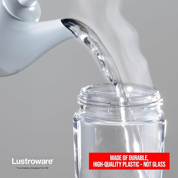 Lustroware QuickFlip Slim Airtight Pitcher - 1.2L (40oz), Heat Resistant, BPA-Free SAN Plastic, Easy Pour, Space-Saving, Made in Japan - White
