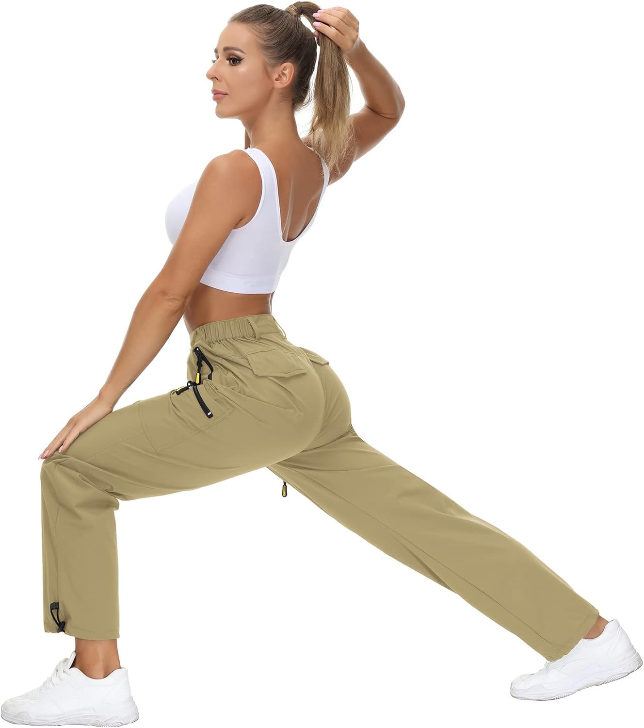 VVK Women's Hiking Cargo Pants Lightweight Quick Dry Outdoor Athletic Pants Camping Climbing Golf Zipper Pockets