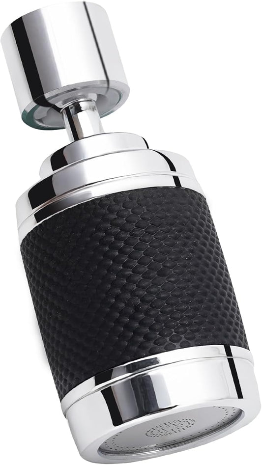 360 ° rotation kitchen faucet nozzle with filter High pressure water saver Bubble mode faucet extender accessory for 3 spray modes (Black)