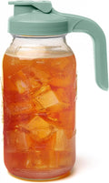 County Line Kitchen Glass Mason Jar Pitcher with Lid - Wide Mouth, 2 Quart (64 oz) - Heavy Duty, Leak Proof - Sun & Iced Tea Pitcher, Cold Brew Coffee, Breast Milk Storage, Water - Sage