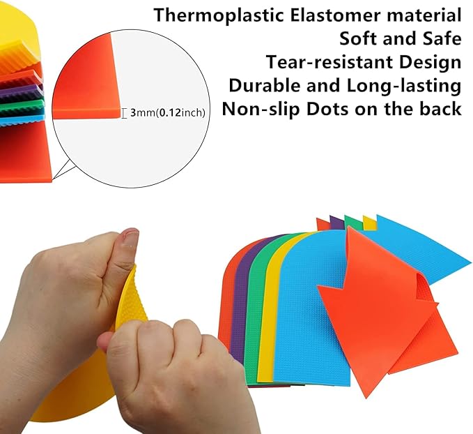 12pcs Colorful Star Arrow Spot Marker Non-Slip Directional Carpet Marker for Training Agility, Kids Classroom Activity, Gym, Sport, Home (Turn Arrow)-FlexoryFit