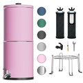 Purewell 3-Stage 0.01μm Ultra-Filtration Gravity Water Filter System, NSF/ANSI 42&372 Certification, 304 Stainless Steel Countertop System with 2 Filters and Stand, Reduce 99% Chlorine, 2.25G, PW-OB