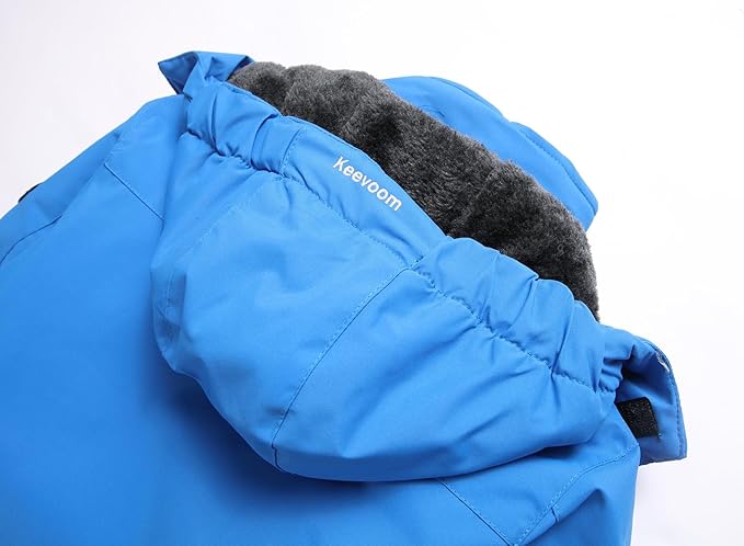 Keevoom Boys Winter Coat Ski Jacket Windproof Kids Snowboard Warm Fleece Snow Coat Waterproof Outdoor Hooded Ski Coats-FlexoryFit