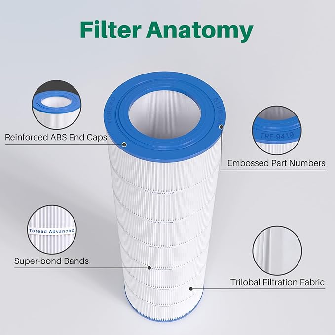 TOREAD Pack of 4 Pool Filter Compatible with Pentair Clean and Clear 200, CC200, PAP200-4, PAP200, C-9419, FC-0688, Ultral-C5, PP-C5, R173217, 59054400
