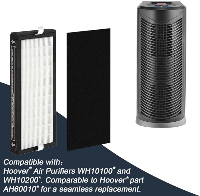NKA 1-Pack AH60010 Replacement True HEPA Air Filter - Compatible with Hoover WH10100/WH10200 & Oreck AK60010QPC Air Purifiers (Not for AH60015、WH10600)