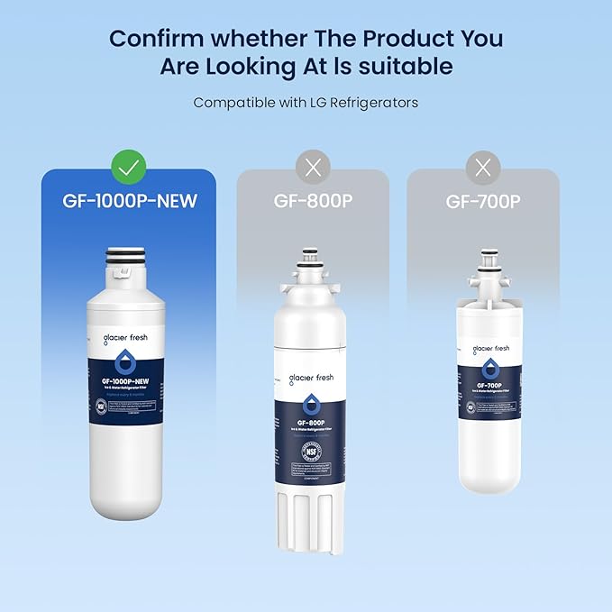 GLACIER FRESH LT1000PC Replacement Water Filter, Compatible with LT1000PC/PCS, LT1000PC, LT-1000PC, MDJ64844601, ADQ747935 ADQ74793504 Filter and LT120F ADQ73334008 Fresh Air (3+3)