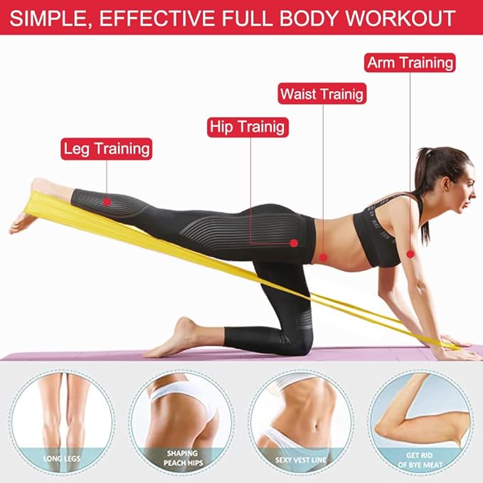 Resistance Bands, Elastic Exercise Bands for Working Out, Physical Therapy, Recovery, Yoga, Pilates, Strength Training-FlexoryFit