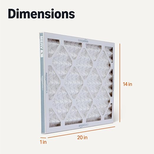 Amazon Basics Merv 5 AC Furnace Air Filter 14x20x1 inches, Pack of 6 (Actual size: 13.75" x 19.75" x 0.75")