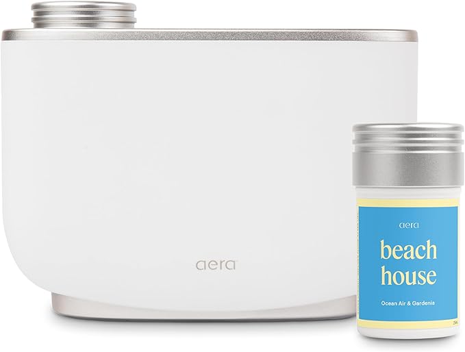 AERA Smart Home Fragrance Diffuser and Beach House Scent Refill Bundle - Alexa Compatible, Hypoallergenic, Family and Pet Safe, App Controlled