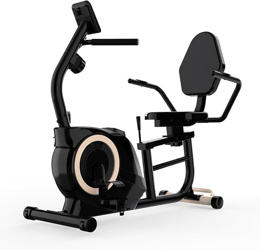 Recumbent Exercise Bike for Home Use, Quiet Recumbent Stationary Bikes for Adults & Seniors, 16-Level Resistance, Adjustable Seat, Supports 400LB, Pulse Sensors & LCD Display
