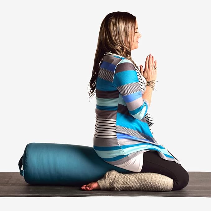 Hugger Mugger Round Yoga Bolster - Firm Round Shape, Higher Profile, Great Under Knees, Soft Support, Handmade in The USA-FlexoryFit