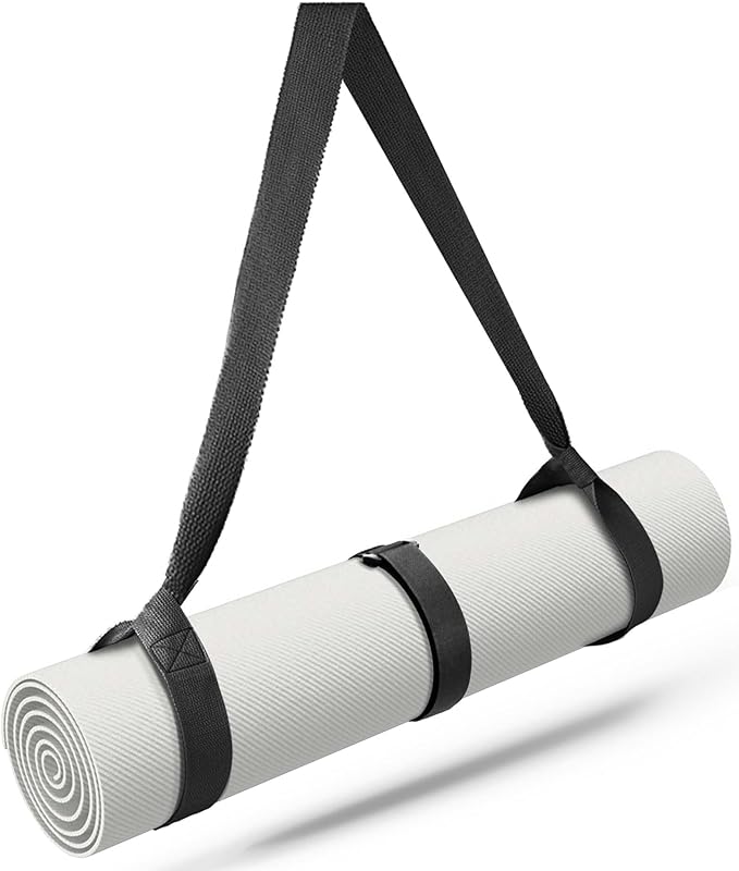 MRZZATA Yoga Mat Carrier Strap Long - Adjustable Thick and Wide Strap for Carrying Mat or Stretching, Black-FlexoryFit
