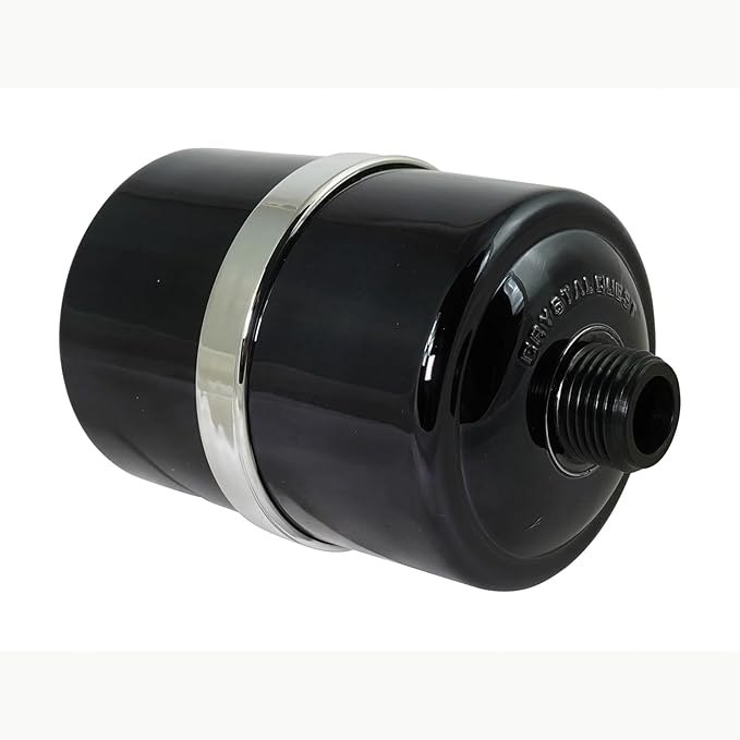 Crystal Quest Shower Filter without Shower Head - Black - Advanced Multi Stage Filtration for Cleaner Water - Removes Chlorine, Heavy Metals - Promotes Healthier Skin, Softer Hair - Long-Lasting