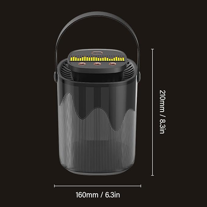 Desktop Humidifier, Quiet Top Fill USB Powered Air Humidifier with Night Light for Home Bedroom Office & Car 3L Grayish Black