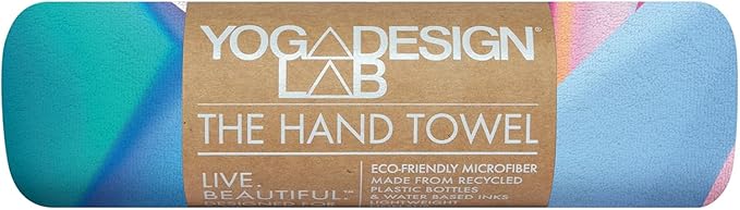 Yoga Design LAB | The Hand Towel | Premium Non Slip Hand Towel | Designed in Bali | Colorful Eco Printed + Quick Dry + Soft | Hot Yoga, Bikram, Ashtanga, Sport, Barre, Travel (Crystal)-FlexoryFit