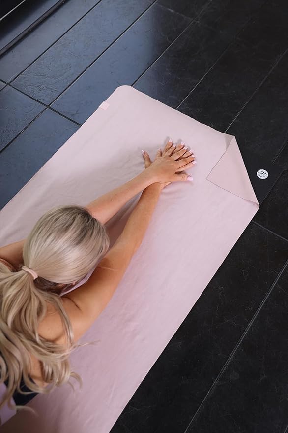 Eunzel Hot Yoga Towel, Super Absorbent Yoga Mat Towel Soft Suede Microfiber Non-Slip Towel for Bikram Pilates and Yoga Mats 72" x 26.5", Pink-FlexoryFit