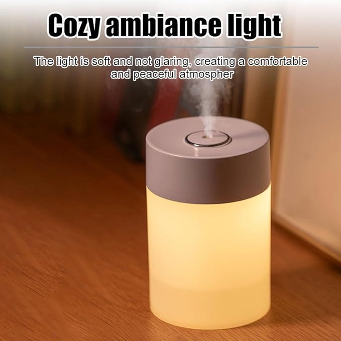 Mini Humidifier, 600ML Portable Mist Diffuser with Night Light, 2 Modes, USB Personal Humidifier for Car Office Home Bedroom