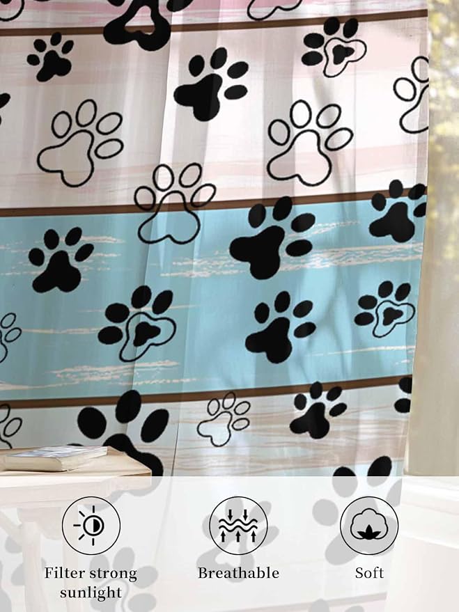 Sheer Curtains 96 Inches Long, Farmhouse Beige Wood Privacy Voile Drapes - Image 6