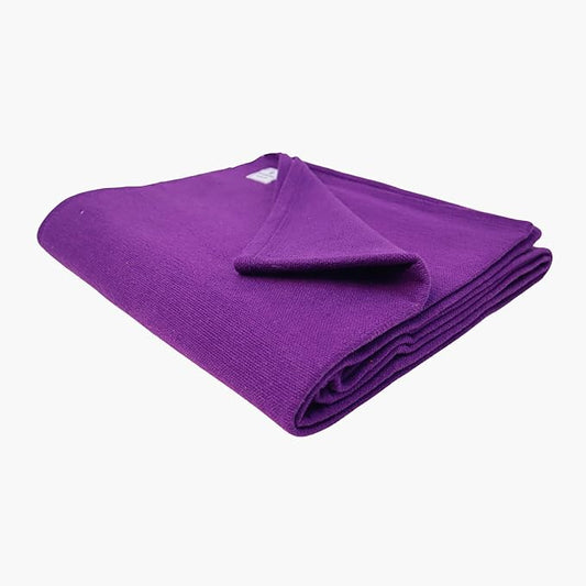 Yogikuti Iyengar Cotton Yoga Blanket Set of One – Thick Handwoven Yoga Blankets for Restorative Yoga, Meditation & Pranayama – Premium Cotton Yoga Blanket for Support & Comfort in Pranayama (Purple)-FlexoryFit