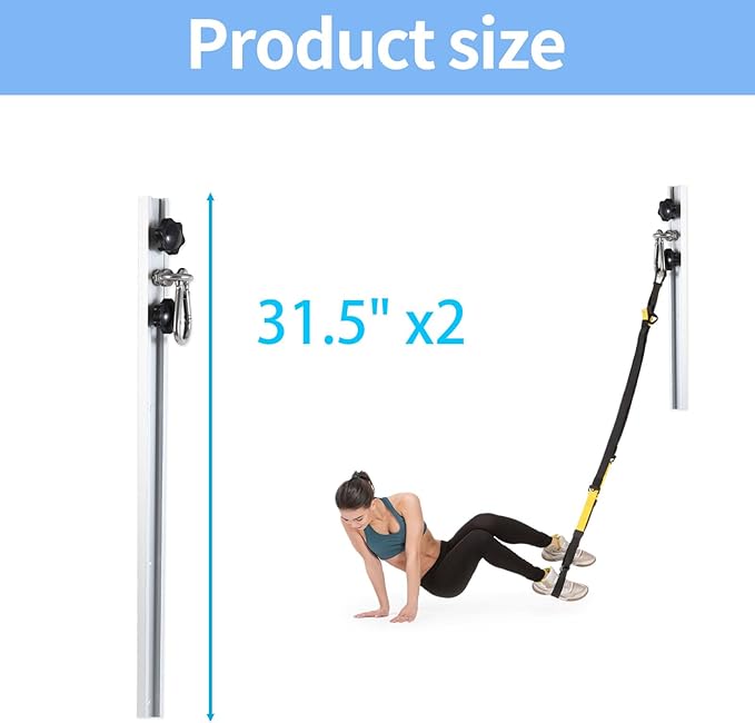 Resistance Band Wall Anchor,Gym Resistance Bands,djustable Workout Wall Anchor System,for Resistance Band Exercises,with 2 Rail and 2 Rail Car,Easy Installation(double set,No Resistance Bands)-FlexoryFit