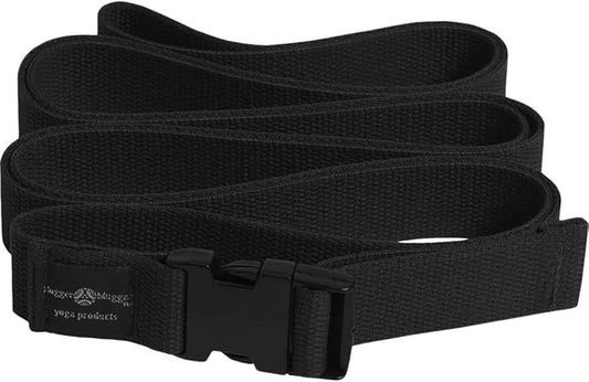 Hugger Mugger Quick-Release 10 ft. Yoga Strap - Black - Super Strong Cotton, Easy to Attach and Release, Easily Adjustable-FlexoryFit