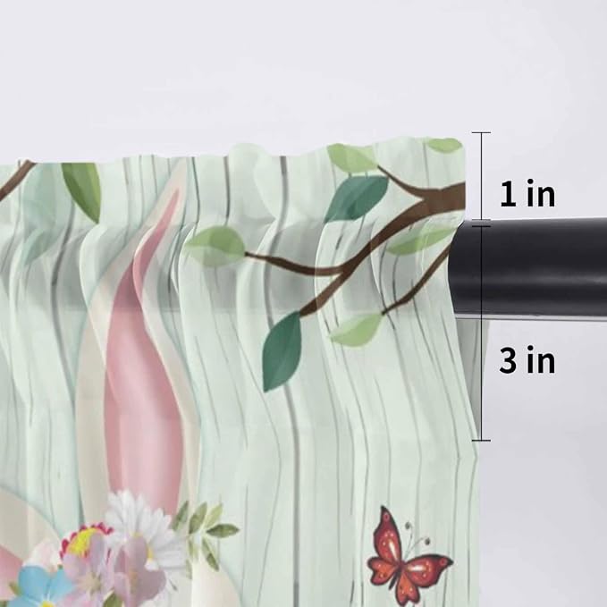 Easter Sheer Valances for Windows 42"x12", Light Filtering Kitchen Curtains - Image 7