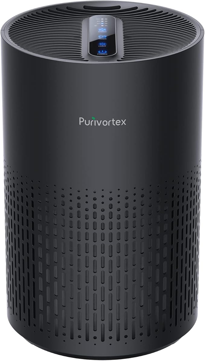 Purivortex Air Purifiers for Bedroom, Quiet Air Purifier with HEPA Filter for Pollen, Smoke, Dust, Pet Dander, Odor, Hair, Ozone Free, Covers Up to 880 Sq Ft, AC400 Black