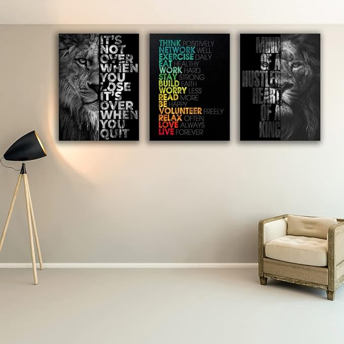 Motivational Canvas Painting Wall Art Execution Grind Hustle Inspirational Wall Art Success Entrepreneur Poster Positive Quotes Wall Poster Framed for Home Office Wall Decor[48''Wx 24''H]-FlexoryFit