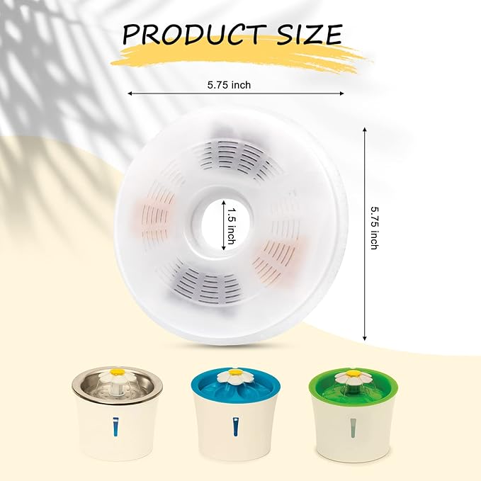 3/6/9 Pack Cat Water Fountain Filters Compatible with Catit Fountains, Petilog Carbon and Ion Exchange Resin Pet Fountain Filter Replacmence (9)