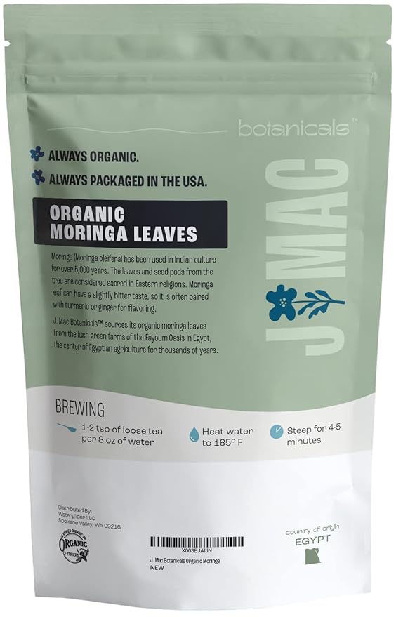 J MAC BOTANICALS Organic Moringa Leaves, malunggay leaf, Whole Green Moringa Oleifera Leaf Tea-FlexoryFit