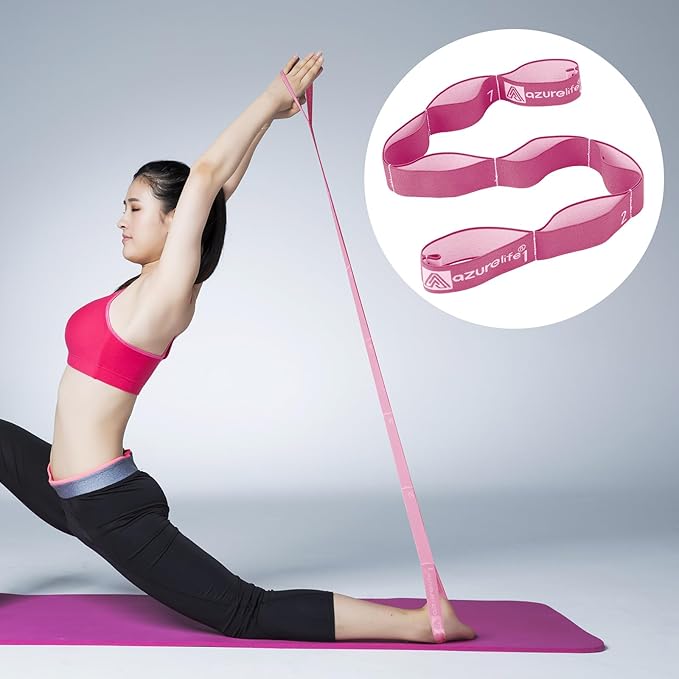 Premium Durable Stretch Straps with Loops, Stretching Strap for Physical Therapy, Multi-Loop Yoga Strap Fitness Exercise Strap for Yoga, Pilates, Dance, Flexibility&Exercise-FlexoryFit