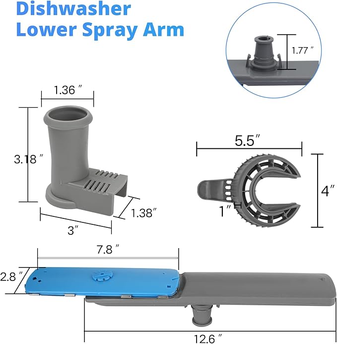 5304506660 Dishwashers Spray Arm Assembly for Frigidaire Dishwashers Lower Wash Arm Assembly with 5304518968 Dishwasher Lower Spray Arm Support and 5304506518 Dishwasher Trap Drain Filter
