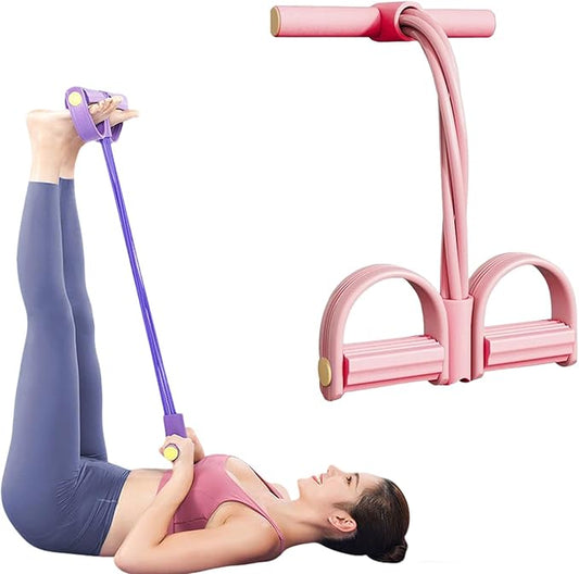 2025 Upgrade Multifunction Tension Rope or Exercise Sit Up Exercise Equipment,Pedal Ankle Puller,Bands-6 Tube Pedal Ankle Puller for Women Men-FlexoryFit
