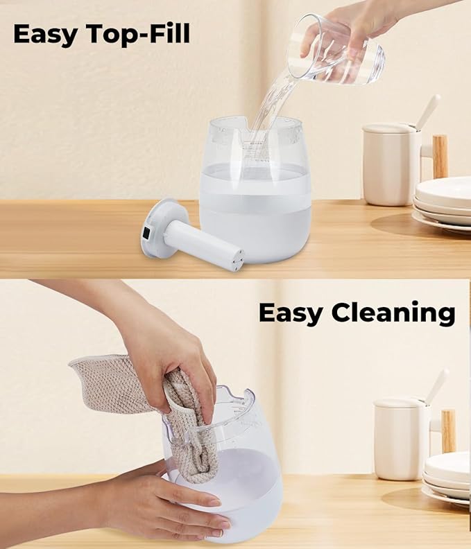 VENTISOL Small Humidifier for Bedroom, 1.3L Portable Cool Mist Humidifie with Light and 10/20 H Timer Sprays, Mini Personal Desk Air Humidifier with USB Cable, for Small Room, Plants