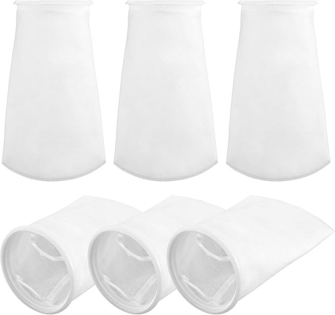 6 Pcs High Flow Filter Media Bag - Drawstring Filter Sock Rectangle Filters Sock, Aquarium-Filter Bags for Fish Tank Freshwater Saltwater Aquariums (White)