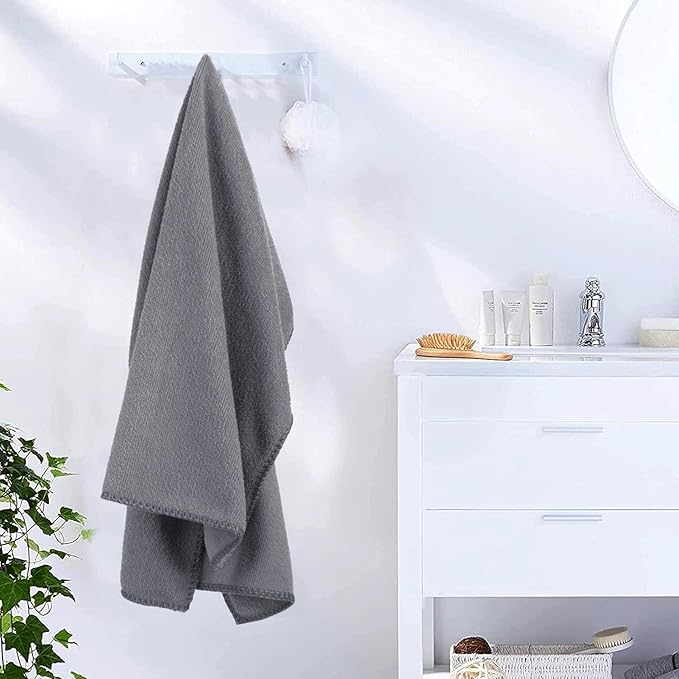 JML Microfiber Towels, Bath Towel Set 4 Pack, 27" x 55" - Super Absorbent, Fast Drying Bathroom Towel for Hair, Swimming, Fitness, Sport, Yoga -Grey-FlexoryFit