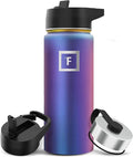 IRON °FLASK Camping & Hiking Hydration Flask with 3 Lids - Stainless Steel, Double Walled & Vacuum Insulated Water Bottle - Leak Proof & BPA Free 32 Oz