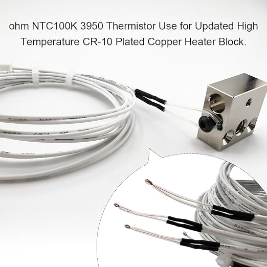 4Pcs Ender 3 Thermistor 1m/39.4Inches, 3D Printer ohm NTC 100K 3950 Thermistor - Image 3