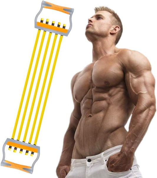 TOCO FREIDO Chest Expander | Arm Training, 5 Tubes Ajustable Arm Strength Trainer, Exercise Resistance Bands for Home Fitness Muscle Training Body Building-FlexoryFit