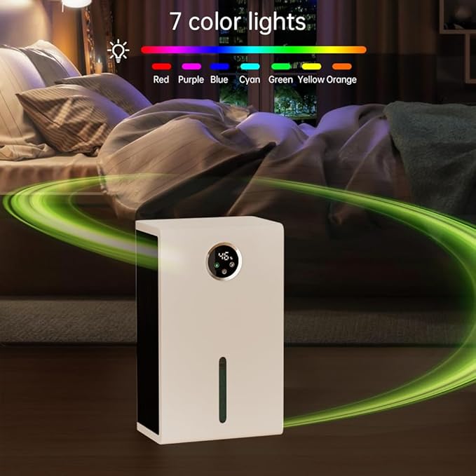 Dehumidifier for Home 1000 sq.ft 120 Ounce Energy Saving and Tank Quiet with 7 Colors LED Light WithTouch Screen Portable Home for Bedroom Bathroom Basement