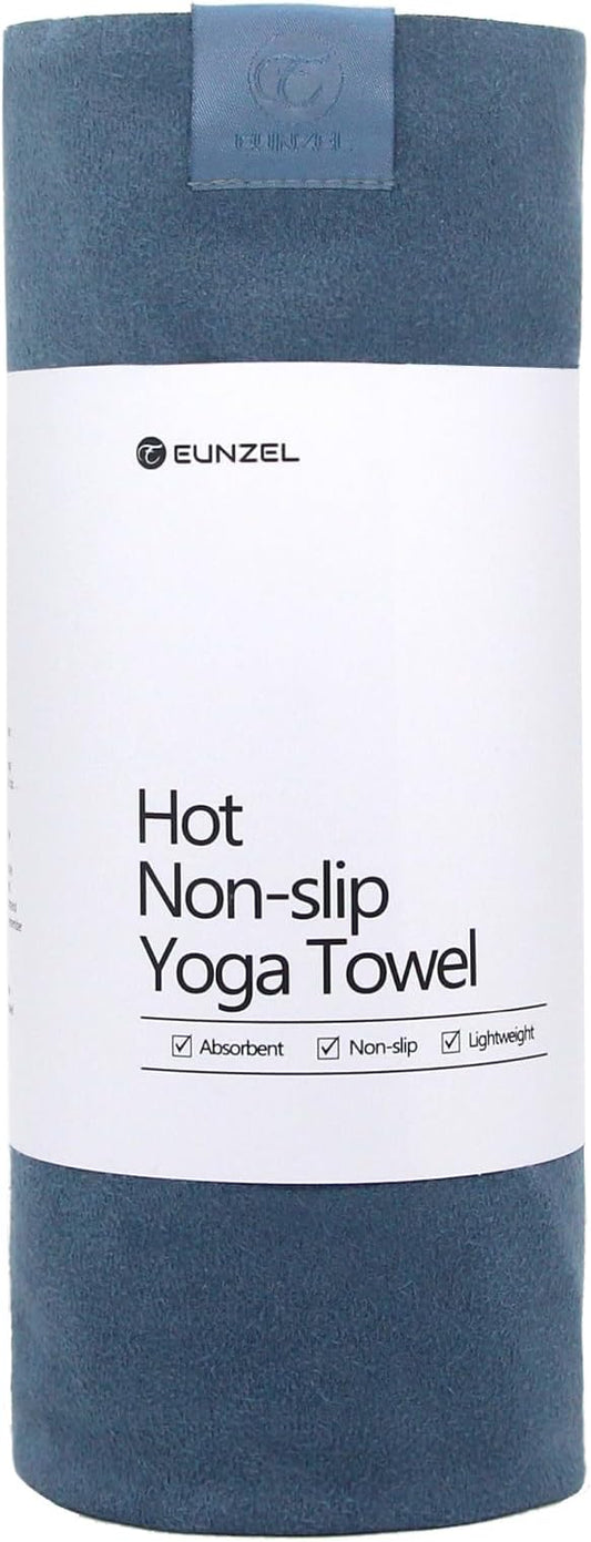 Eunzel Hot Yoga Towel, Super Absorbent Yoga Mat Towel Soft Suede Microfiber Non-Slip Towel for Bikram Pilates and Yoga Mats 72" x 26.5", Navy-FlexoryFit