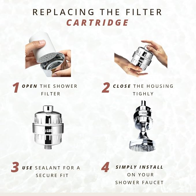 COLSEN Shower head Filter – Universal Bath Water softener for tub + 1 filter cartridge 15 stage filtration system handheld purifier for hard water, removes fluoride, vitamin c improves nails & hair