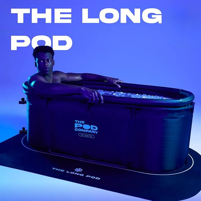 The Long Pod - Extra-Large Portable Ice Bath Tub for Recovery & Wellness - Collapsible Design with Thermal Lid - Full-Body Stretch-Out Soaks - Water Chiller Compatible - 126 Gallons - The Pod Company