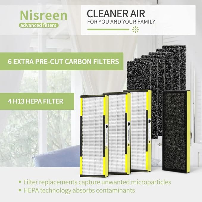 AC4825 HEPA Filter B Replacement Compatible with Germ-Guardian FLT4825 Filter B for Models CDAP4500BCA CDAP4500WCA AC4300BPTCA AC4300WPT AC4900CA AC4825DLX and AP2200CA, 4 HEPA+6Pre-Filter
