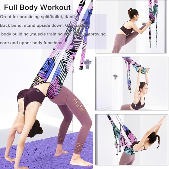 TOCO FREIDO Waist Back Leg Stretch Strap/Yoga Fitness Band, Leg Stretching Assist Trainer, Yoga Stretcher, Back Bend Split Inversion Strap for Fitness, Dance, Ballet, Gymnastics-FlexoryFit