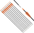 6875 Fiberglass Arrows Archery 24/26/28/30 Inch Target Shooting Safetyglass Recurve Bows Suitable for Youth Children Woman Beginner 6 or 12pcs/Pack (tigerspot Orange Vanes)