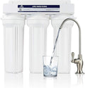 APEX Under Sink Drinking Water Filter - 3 Stage Inline Under Kitchen Counter Purification System - Max Flow Brushed Nickel Faucet