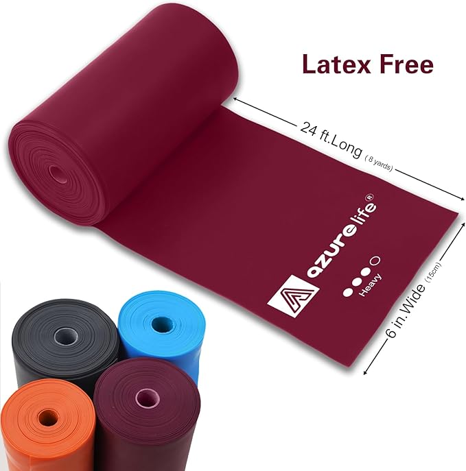 Professional 8 Yards Bulk Resistance Bands Rolls or 5,6,7 ft. Long Non-Latex Elastic Exercise Bands, Stretch Bands for PT, Yoga, Pilates, Rehab, at-Home or The Gym Workouts-FlexoryFit